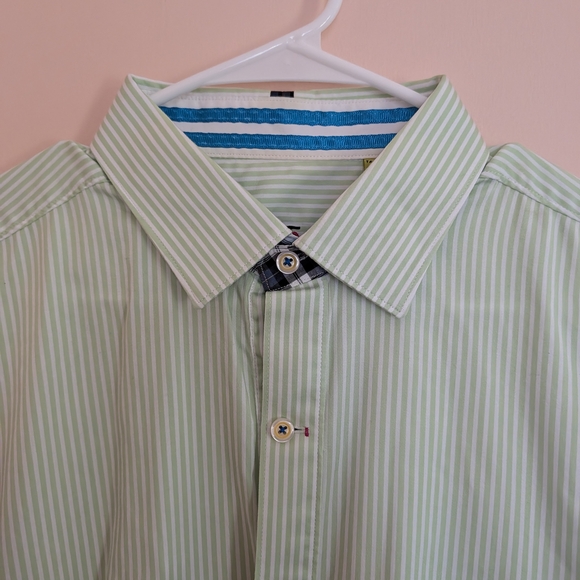 Robert Graham Other - Men's Light Green Stripe Dress Shirt - Classic Collar